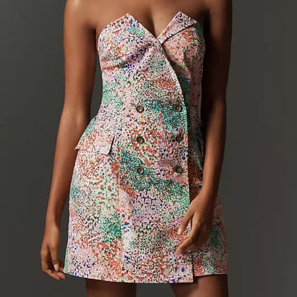 Anthropologie Maeve Strapless Blazer Shift Mini Dress- Large - Picture 2 of 4